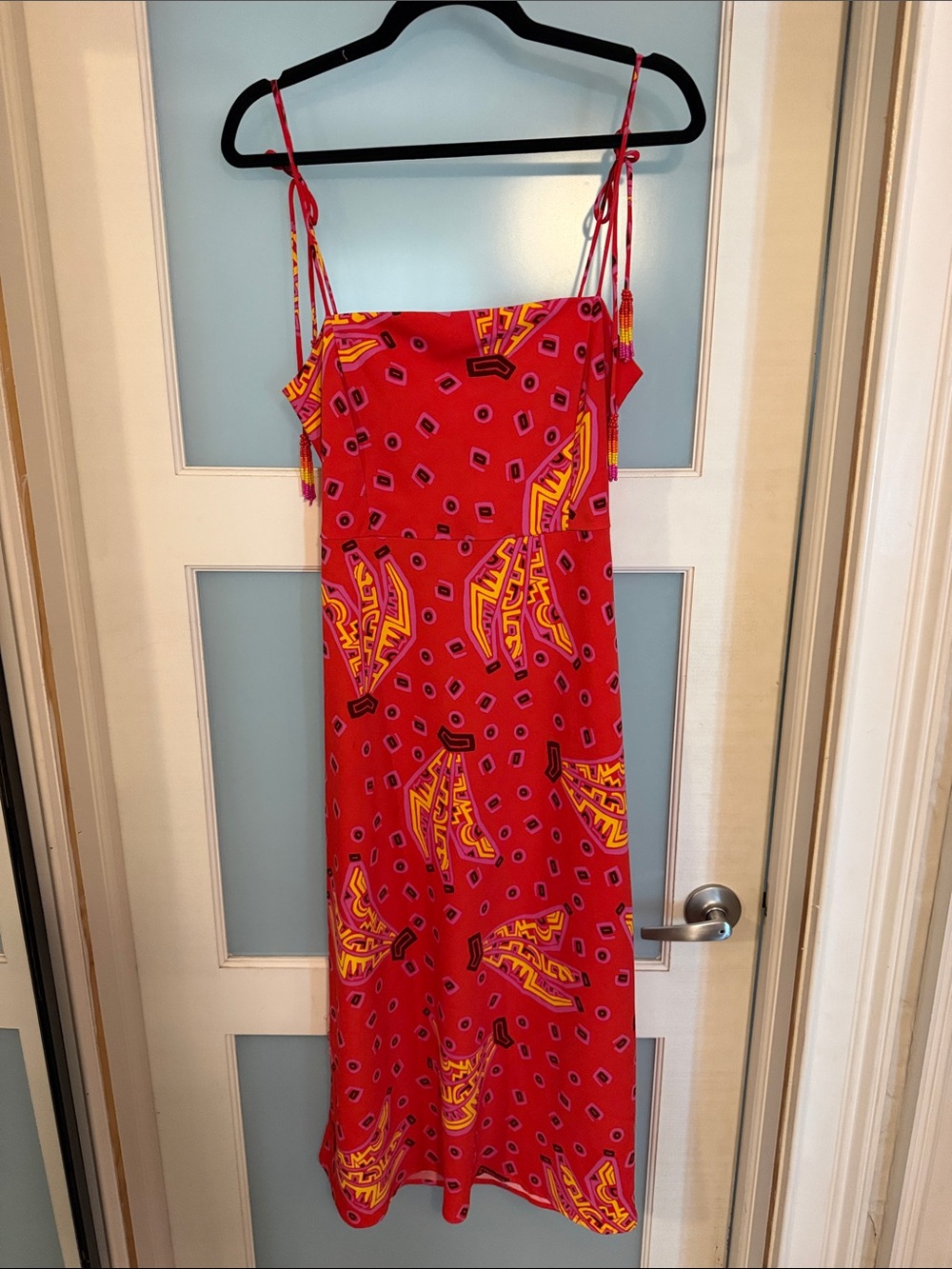 House of Harlow 1960 Red and Yellow Printed Midi Dress